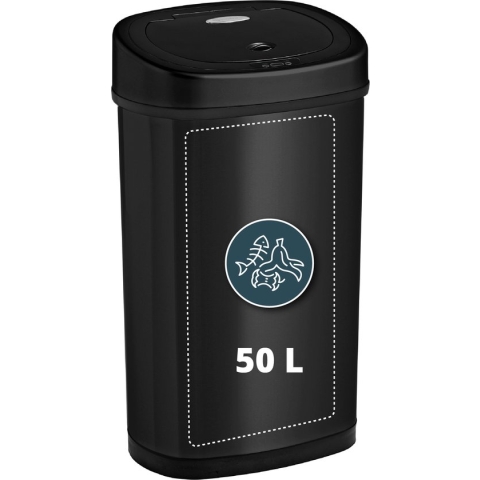 Homra FONIX Sensor Prullenbak Zwart 50 liter - Automatische Soft Close Deksel - 50L - Zwarte Afvalemmer - Infrarood Sensor - Vuilnisbak met Elektrische Deksel - Sensorbediening - Vingerafdrukvrij - Vuilafstotend - Zwarte Keuken en Kantoor Vuilbak