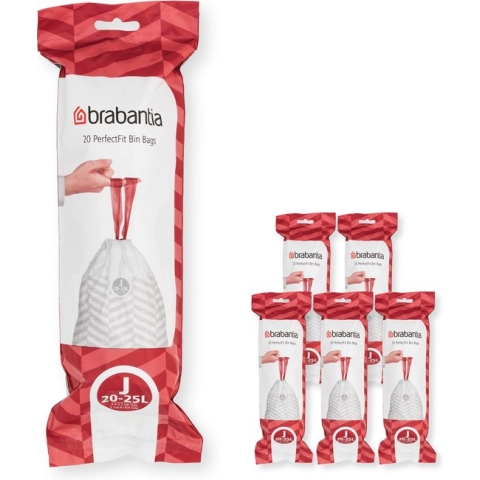 Brabantia PerfectFit Vuilniszakken - 20/25 l - Code J - 6 rollen x 20 stuks