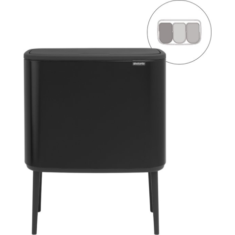 Brabantia Bo Touch Bin Prullenbak - 3 x 11 l - Matt Black