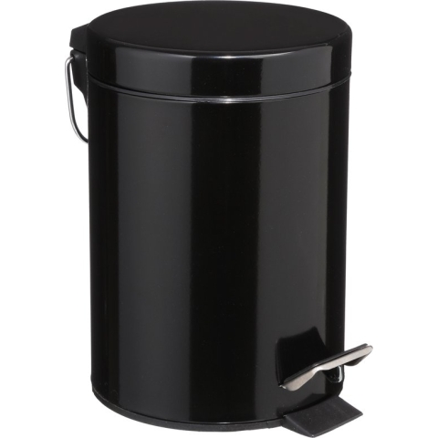 5Five - Prullenbak/pedaalemmer zwart metaal 3 liter - 17 x 25 cm - Voor badkamer en toilet
