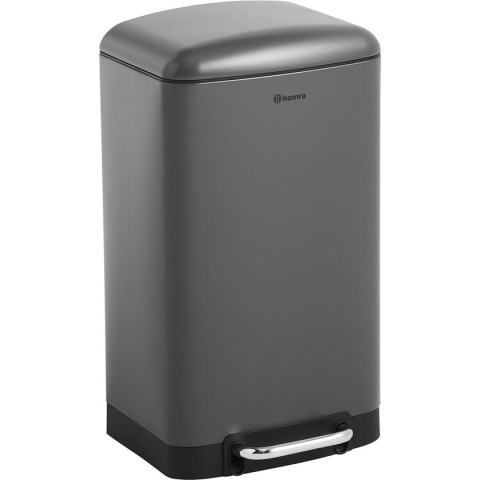 Homra FEXBY Pedaalemmer prullenbak - 30L - Hoogwaardig RVS - Grijs / Antraciet - Met luxe soft close deksel - 30 liter Afvalbak - Keuken Vuilbak - Kantoor Vuilnisbak - Vuilnisemmer - Pedaal prullenbak - Hygiënisch