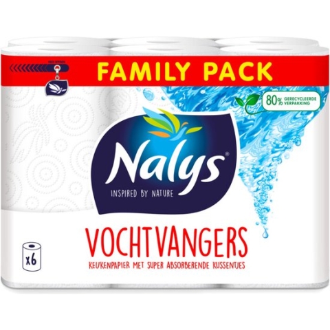 Nalys Keukenpapier in 80% Recycled Folie 6 stuks