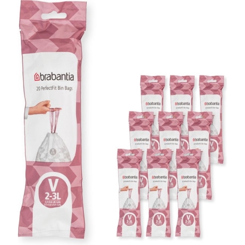 Brabantia PerfectFit Vuilniszakken - 2/3 l - Code V - 10 rollen x 20 stuks
