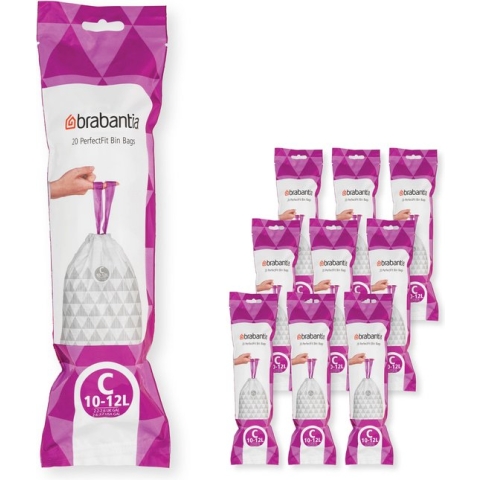 Brabantia PerfectFit Vuilniszakken - 10/12 l - Code C - 10 rollen x 20 stuks