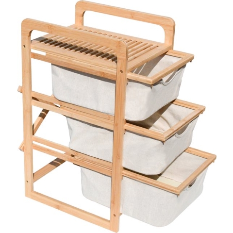 SortMate Wasmand 3 vakken - Wassorteerder - Wasbox - Bamboe - Hout