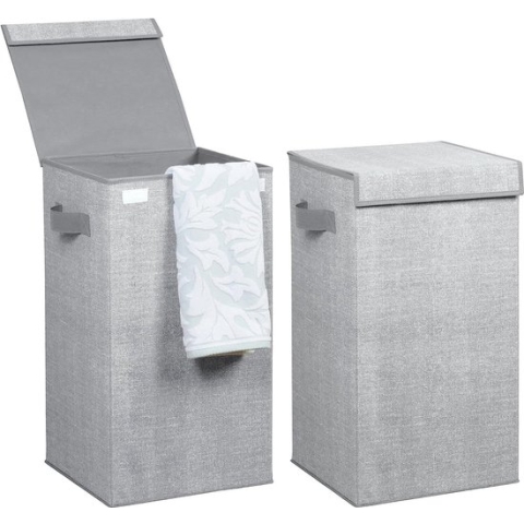 Wasmand - voor badkamer of slaapkamer - opvouwbaar/ook geschikt voor kinderen - grijs - per 2 stuks verpakt