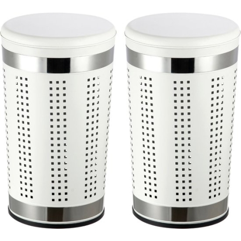 MSV Wasmand Dubai- 2x - rvs metaal - witte deksel - 46 liter compartiment - 35 x 60 cm