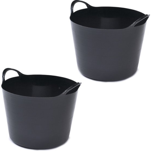 Whitefurze Flexibele emmer - 2x - 14 liter - Kunststof - Zwart - 32 x 36 x 25 cm