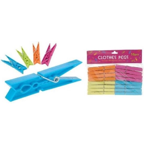 Wasknijpers plastic kleur 16 stuks