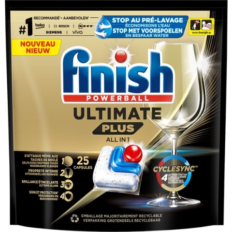 Finish Ultimate Plus All in One Regular Vaatwastabletten - 25 Capsules