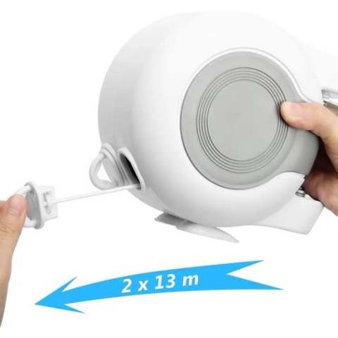 TechU™ Uitschuifbare Dubbele Drooglijn – 2x 13 meter – Waslijn – Kleding drogen – Wit