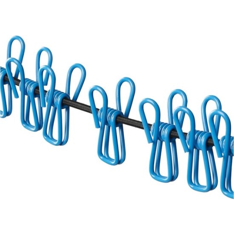 Pro Plus Waslijn - Elastisch - Incl. 12 Wasknijpers - Zwart / Blauw