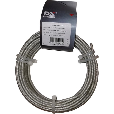 1x stuks waslijndraad / waslijndraden staal transparant - 10 meter - drooglijn voor wasgoed - waslijn / waslijnen