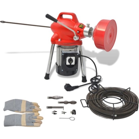 The Living Store Leidingreiniger - Complete Set - 250W - 400rpm - Geschikt voor professioneel - huishoudelijk gebruik - 4.5m spiraallengte - 9.5mm diameter - Inclusief uitgebreide boorkoppen