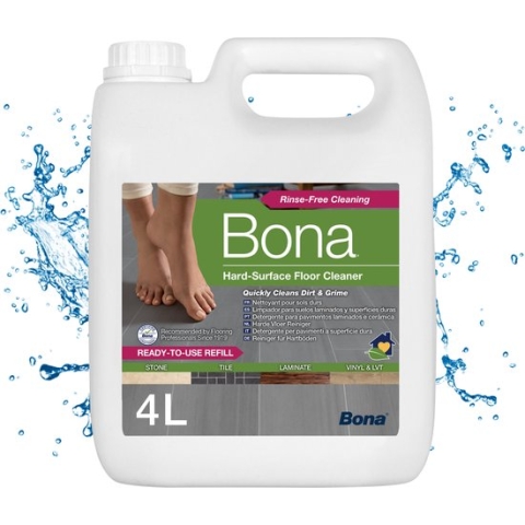 Bona Harde Vloer, Tegel en Laminaat Reiniger - Navulling 4 Liter - Natuursteen Reiniger - PVC Reiniger (Ook Geschikt Voor Robotstofzuiger Met Dweilfunctie)
