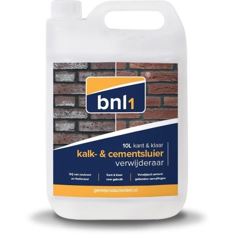 BNL1 | Kalk & Cementsluierverwijderaar 10 liter - Effectieve Kalkverwijderaar en kalkreiniger - Gebruiksklare gevelreiniger voor Metselwerk & Gereedschap
