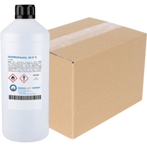 Isopropanol 99,9% Zuiver - Doos 12 x 1 liter - IPA - Isopropyl alcohol