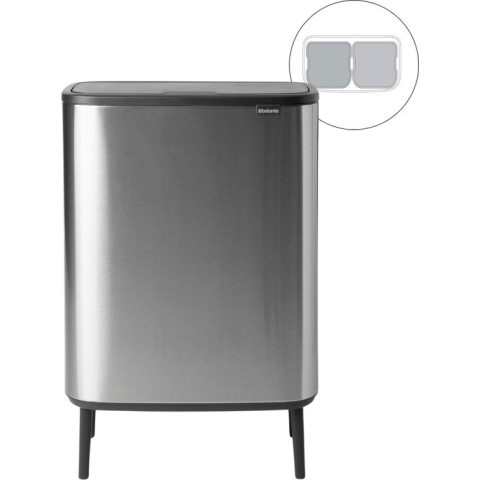 Brabantia Bo Touch Bin Hi Prullenbak - 2 x 30 l - Matt Steel Fingerprint Proof