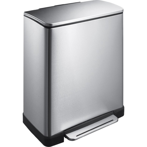 EKO E-Cube Prullenbak - Pedaalemmer – Mat RVS - 28 + 18 Liter - Soft-close - Fingerprintproof