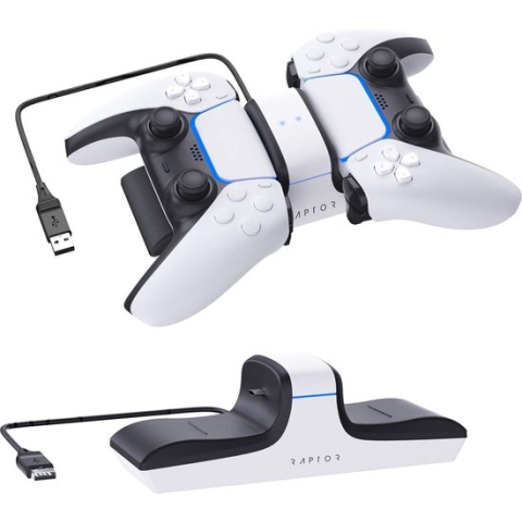 Raptor Gaming - Dubbele Oplader Wit voor PS5 DualSense Controllers
