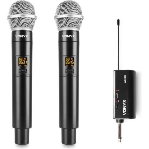 Draadloze microfoon - Geschikt voor JBL speakers - met plug-in ontvanger -Vonyx WM552- UHF draadloze microfoonset met 2 microfoons