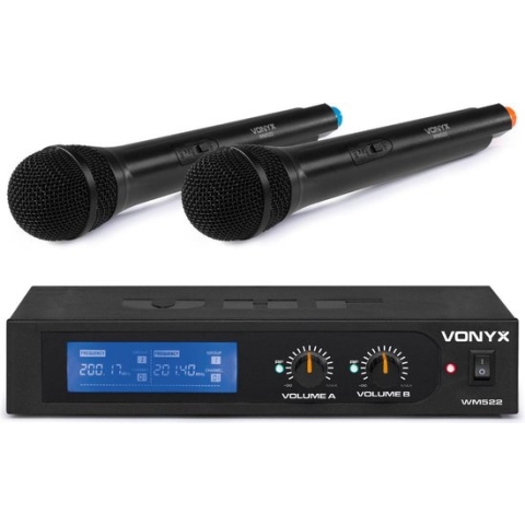Draadloze microfoonset - Vonyx WM522 draadloze VHF microfoonset met 2 handmicrofoons