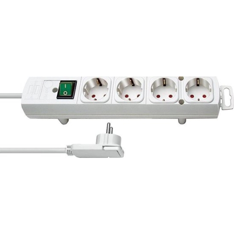 Brennenstuhl Comfort-Line Plus Stekkerdoos 4-Voudig (Met Platte Stekker, Schakelaar, 2 m Kabel, En Extra Brede Afstanden Van De Stopcontacten) Kleur: Wit