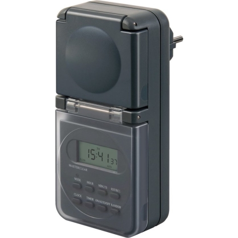 Brennenstuhl digitale Timer weekschakelklok IP44, digitale Tijdschakelaar met stopcontact (weekschakelklok voor buitengebruik, met hogere contactbescherming) antraciet