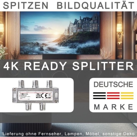 TronicXL 3-voudige BK-verdeler inclusief f-connector, premium kabel, kabeltelevisie, DVBC, geschikt voor Unitymedia, Unicable, geschikt voor Sky Cable Aerial TV Freesat, geschikt voor Freeview, geschikt voor Virgin Dbox, 3-voudig HD geschikt