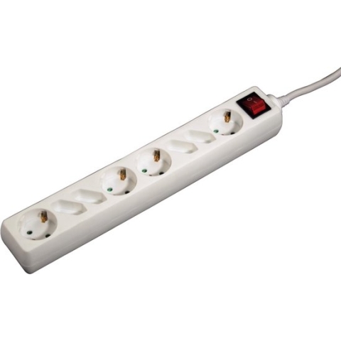 Hama 8-way Power Strip, with switch, 1.4 m, white