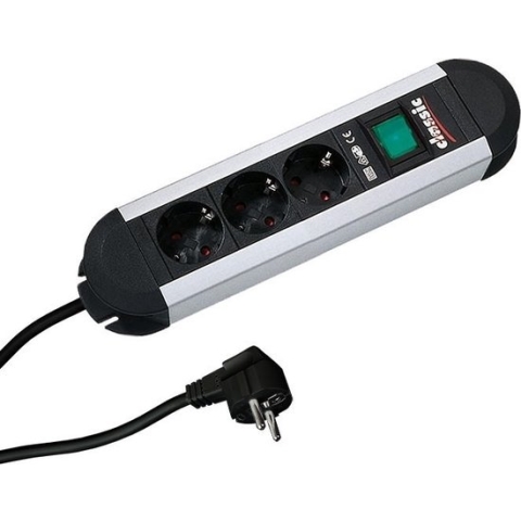 Aluminium stekkerdoos 3-voudig met schakelaar