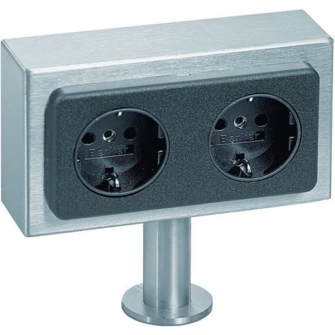Thebo Satelliet dubbele contactdoos.Inox RVS