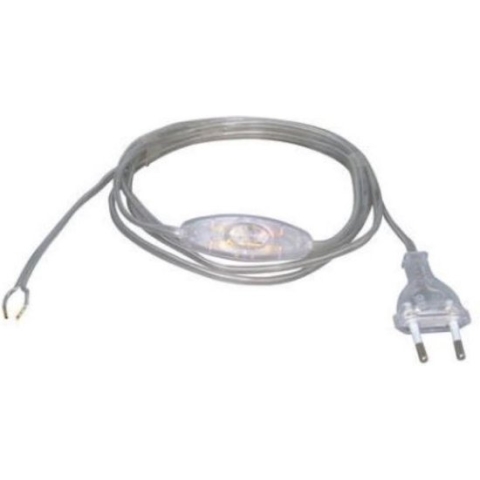 Kopp eurosnoer met schakelaar | transparant | lengte 2 meter | 2 x 0.75 mm²