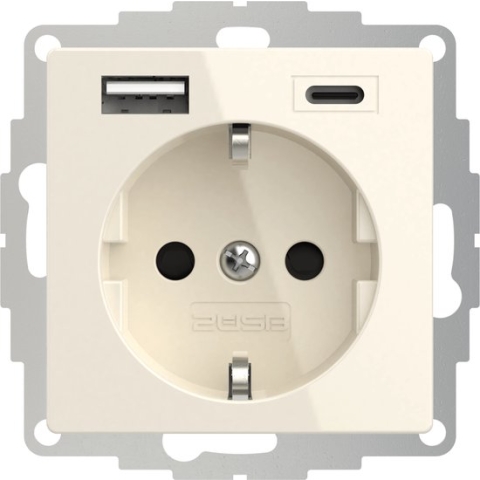 2USB inChargePRO USB AC stopcontact 15W 3A Glanzend Crème