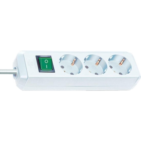 Brennenstuhl Eco-Line 3-voudige stekkerdoos (Stekkerblok met hogere contactbescherming, Schakelaar, 3m Kabel) wit