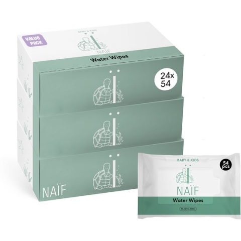 Naïf - Plasticvrije Billendoekjes Voordeelset - 1296 doekjes - 24 pakjes (3 verpakkingen van 8 stuks x 54 doekjes) - Baby - met Natuurlijke Ingrediënten
