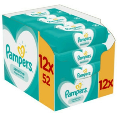Pampers Billendoekjes Sensitive Navulpak - 12 x 52 doekjes