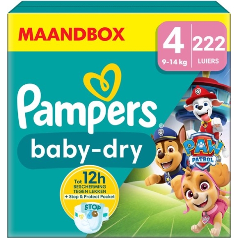 Pampers Baby-Dry Paw Patrol - maat 4 (9-14kg) - 222 Luiers - Maandbox