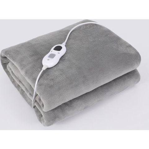 Elektrisch Bovendeken - Warmtedeken Wasmachinebestendig - Timer - 180x130 cm - Knuffeldeken - 1/2 persoons - Grijs