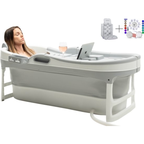HelloBath Opvouwbaar Zitbad - Bath Bucket - 148cm - 220L - Extra lang - Incl. Badkussen & Opberghoes