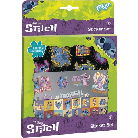 Disney Stitch stickers - Totum sticker set 3 vellen met speeldecor