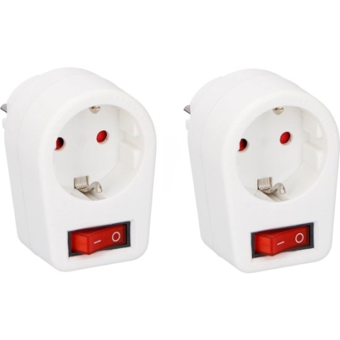 Pakket van 2x stuks stekkerdoos/stroom adapters met switch/kinder beveiliging - Max 3500 Watt