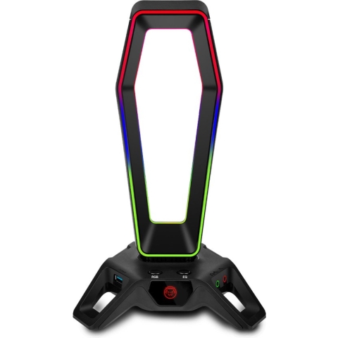 Qware Gaming - Gaming Station Miami - RGB LED - QW GMH-7000 - Geluidskaart - 3 USB Poorten - Mic Poort - Audio Poort