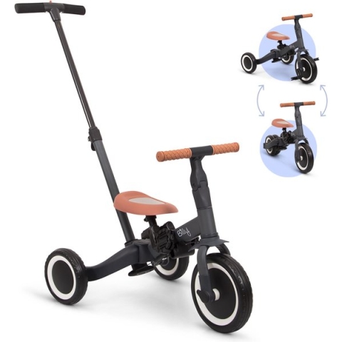 Billy 4 in1 Driewieler met duwstang - Kinderfiets - Loopfiets - Balance Bike - Gio - Grijs