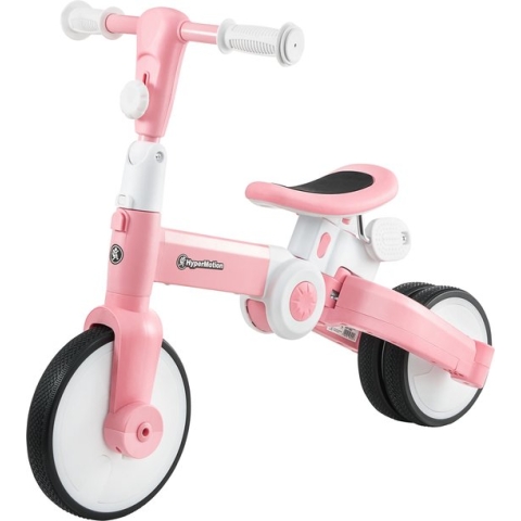 HyperMotion ROSA loopfiets kinderfiets 2 jaar driewieler met duwstang jongens kinder fiets baby loopfietsen driewielers jongen meisje step peuter loopfietsje comfort 4 in 1 voor peuters kind kinderen meisjes fietsje stuurstang trappers
