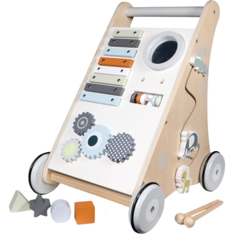 Tryco Loopwagen - Houten Activiteiten Loopwagentje - Wit/Naturel