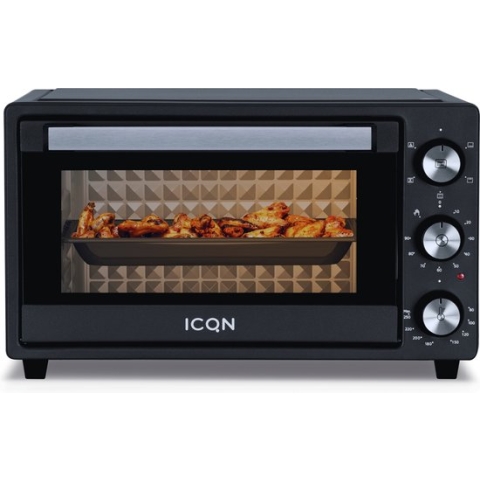 ICQN Vrijstaande Mini Oven - 20L - Convectie Mini Oven - Hetelucht - Timer - Zwart