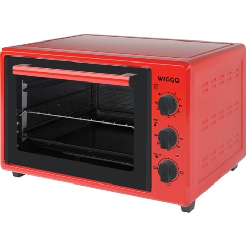 Wiggo WMO-E353(R) - Vrijstaande Mini Oven - 35 liter - 1800 Watt - Timer - Rood