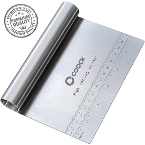 COOCK - Deegschraper RVS - Deegsteker - Deegkrabber - Groentesnijder - Pizza mes - Deegsnijder - Cake & Taart Schraper
