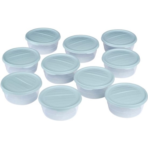 Piccolo Pizzaballenbox, 10 stuks met deksel, pizzadeegballen, ingrediëntenhouder, fermentatiebox, kleur lichtgroen